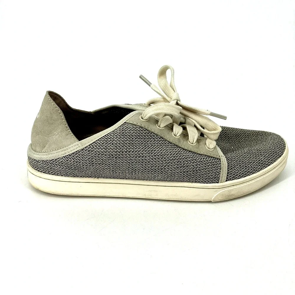 OluKai Pehuea Li Convertible Sneakers Women's 9‎ Grey Mesh Lace Up Comfort Shoes